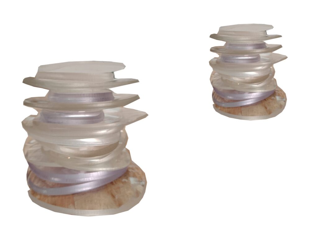 Dual lens stack sculpture by Mohan Venkadesan